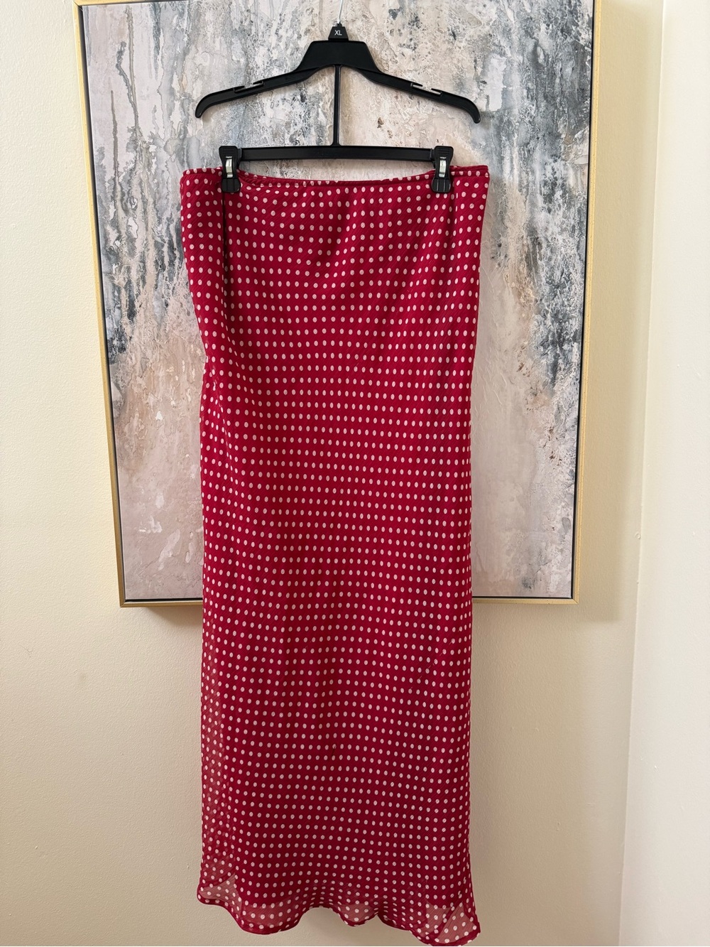 ASOS Curve Red Maxi Skirt with White Dot Print